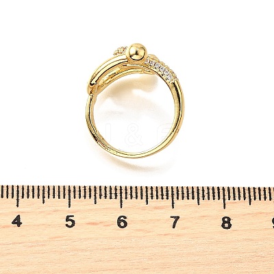 Brass Micro Pave Cubic Zirconia Cuff Rings LS-RJEW-D308-03G-D-1