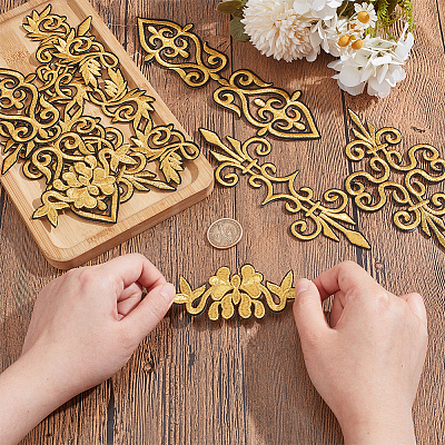 10Pcs 5 Style Ethnic Style Polyester Metallic Thread Embroidery Iron on Applique Patch PATC-NB0001-21-1