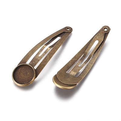 Alloy Snap Hair Clips with Blank Round Settings MAK-WH0007-09AB-1