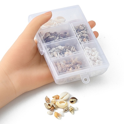 6 Styles Natural Mixed Cowrie Shell Beads Sets BSHE-YW0001-05-1
