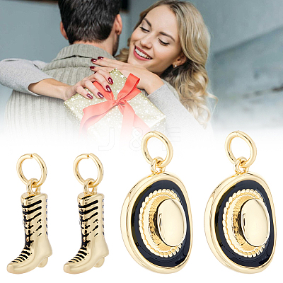 8Pcs 2 Styles Brass Enamel Pendants KK-BBC0022-17-1