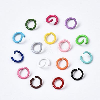 Spray Painted Iron Open Jump Rings X-IFIN-T017-04B-1