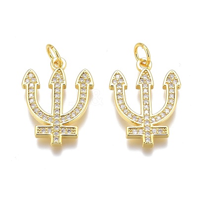 Brass Micro Pave Clear Cubic Zirconia Pendants ZIRC-Z008-35G-1