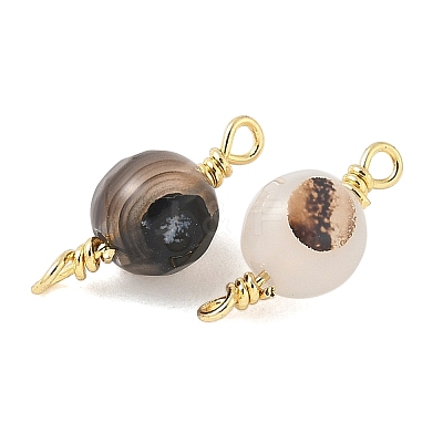 Dyed Natural Agate Faceted Round Connector Charms LS-KK-C097-04G-05-1
