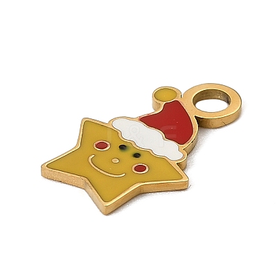Christmas 304 Stainless Steel Enamel Charms LS-STAS-I356-02G-03-1