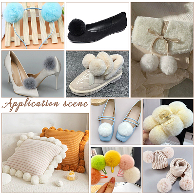 6Pcs 3 Colors Polyester Plush Pompom Ball Brooch JEWB-NB0001-24A-1