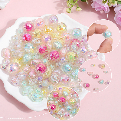 120Pcs 15 Styles Transparent Acrylic Beads TACR-SP0001-15-1