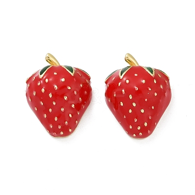 Brass Enamel Stud Earrings EJEW-F895-24B-G-1