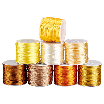 8 rolls 8 colors Nylon Satin Rattail Cords NWIR-PH0002-08B-1