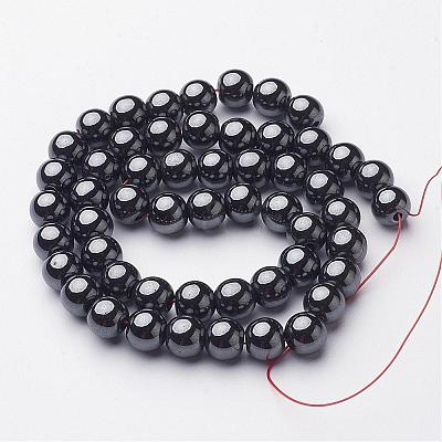 Non-Magnetic Synthetic Hematite Beads Strands G-H1623-8mm-1-1
