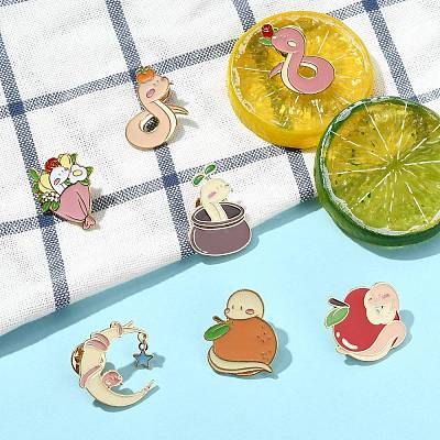 14Pcs 7 Styles Snake Enamel Pins JEWB-CJ0001-55-1