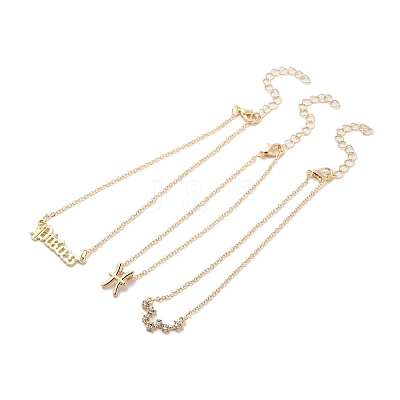 3Pcs Alloy Rhinestones Anklets AJEW-S083-01G-04-1
