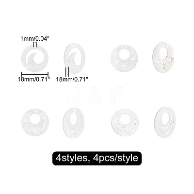 Natural Freshwater Shell Pendants SHEL-FH0001-03-1