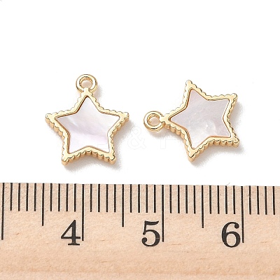Brass Natural Shell Pendants KK-P355-22G-1