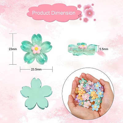 60Pcs 6 Colors Gradient Color Translucent Resin Cabochons RESI-CJ0002-51-1