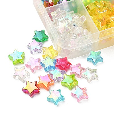 260~300pcs 10 Colors Eco-Friendly Transparent Acrylic Beads TACR-YW0001-66-1