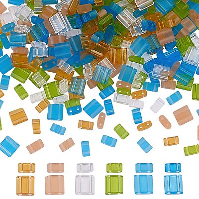 300Pcs 12 Style 2-Hole Glass Seed Beads SEED-AR0001-32-1