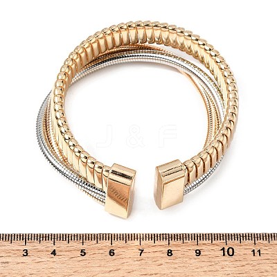 Two-tone Iron Multi-strand Snake Chain Cuff Bangles for Women BJEW-P390-01B-A-1