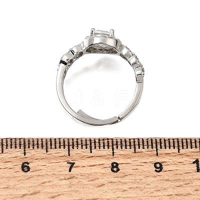 Brass Micro Pave Clear Cubic Zirconia Cuff Open Rings CU-CBA5C10-17P-1
