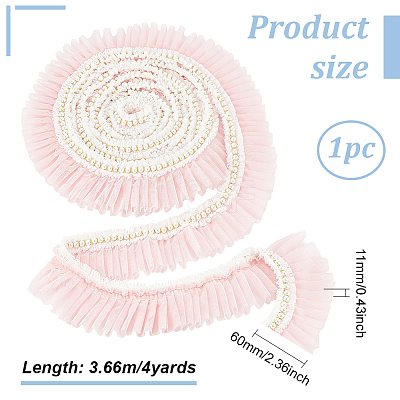 4 Yards Polyester Pleated Lace Trim OCOR-WH0085-42B-1