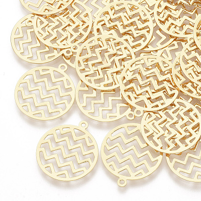 Brass Filigree Pendants X-KK-G378-10G-1