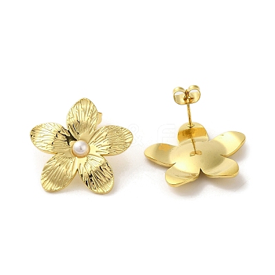 304 Stainlee Steel with Plastic Pearl Studs Earring EJEW-Z045-07G-1