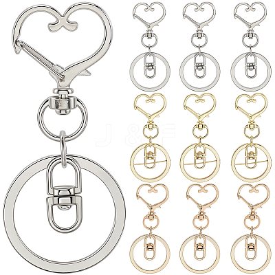 18Pcs 3 Style Alloy Keychain Clasps KEYC-SP0001-49B-1
