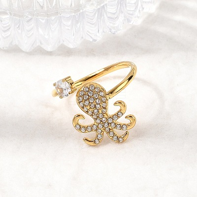 304 Stainless Steel Micro Pave Cubic Zirconia Cuff Open Rings RJEW-Z130-01G-02-1