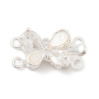 Brass Micro Pave Clear Cubic Zirconia Box Clasps KK-C080-07S-1