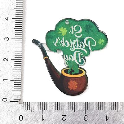 Saint Patrick's Day Opaque Printed Acrylic Pendants OACR-A045-05G-1