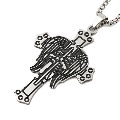 201 Stainless Steel Pendant Necklaces LS-NJEW-H030-03P-1