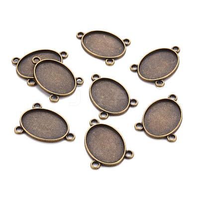 Tibetan Style Alloy Cabochon Connector Settings TIBE-Q079-18x25-AB-FF-1