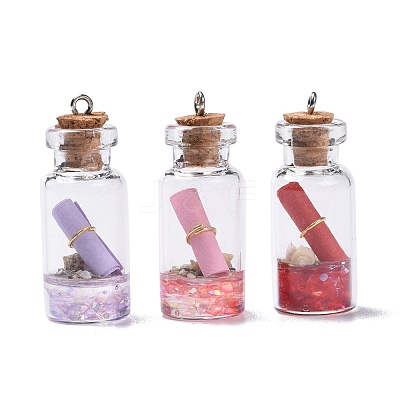 Glass Wishing Bottle Pendant Decorations GLAA-S181-02-1