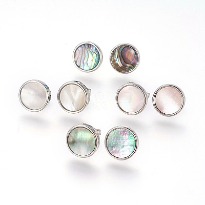 Brass Stud Earrings EJEW-E252-07-1