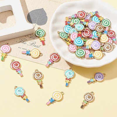 40Pcs 8 Styles Alloy Enamel Pendants ENAM-CJ0005-19-1