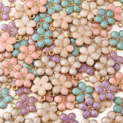 Light Gold Plated Alloy Enamel Pendants ENAM-R136-17-1