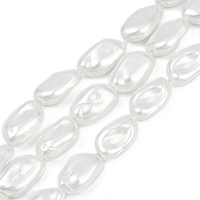 Electroplate Porcelain Imitation Pearl Beads Strands BSHE-Z009-01A-1
