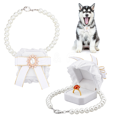 Velvet Rhinestones Detachable Pet Wedding Couple Ring Bearer Box RDIS-WH0019-08B-1