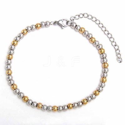 Non-Tarnish Simple Fashion Round 304 Stainless Steel Beaded Bracelets for Women UG2742-17-1
