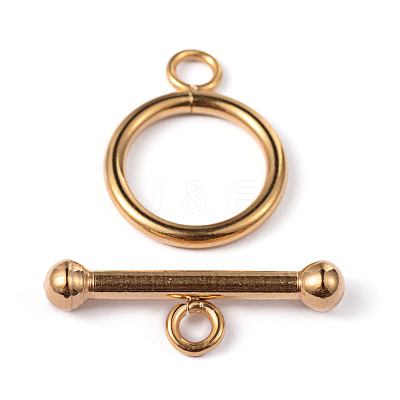 Ion Plating(IP) 304 Stainless Steel Ring Toggle Clasps X-STAS-L176-13G-1