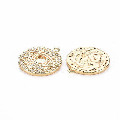 Brass Micro Pave Clear Cubic Zirconia Pendant Settings for Enamel KK-S356-704-1