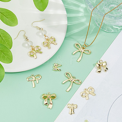 48Pcs 8 Styles Bowknot Alloy Pendants FIND-DC0007-72C-1