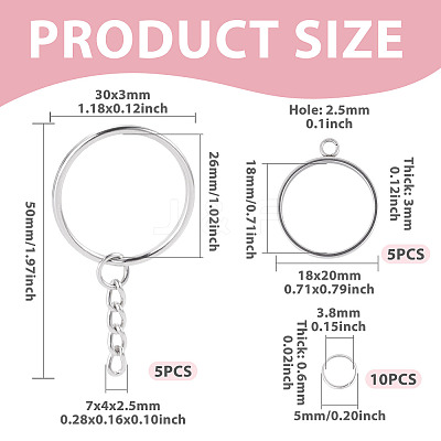 5Pcs 304 Stainless Steel Open Back Bezel Pendants STAS-TAD0001-01B-1