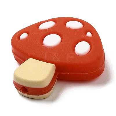 Mushroom Food Grade Eco-Friendly Silicone Focal Beads SIL-Z005-01C-1