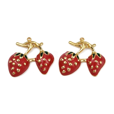 Strawberry 304 Stainless Steel Enamel Pendants STAS-L290-21E-G-1