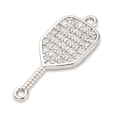Brass Micro Pave Clear Cubic Zirconia Connector Charms KK-P288-01P-1