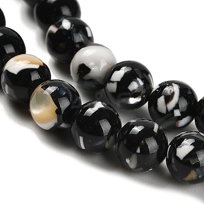 Assembled Synthetic Stone and Trochus Shell Beads Strands G-B128-08B-04-1