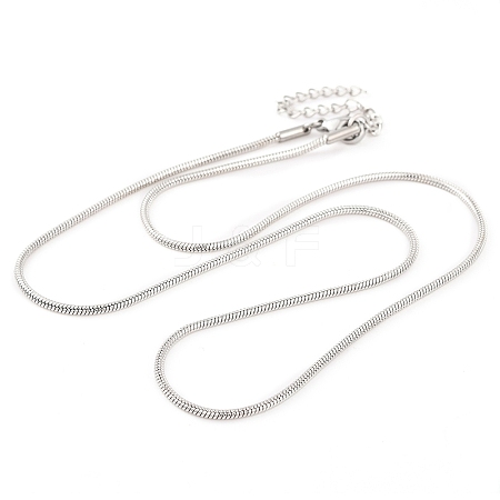 201 Stainless Steel Round Snake Chain Necklaces for Women NJEW-G140-06C-P-1-1