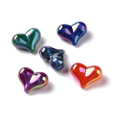UV Plating Rainbow Iridescent Opaque Acrylic Beads OACR-E010-04-1