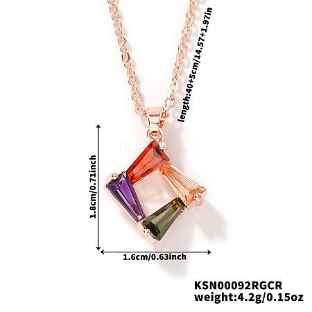 Colorful Cute Geometric Rhombus Rhinestone Pendant Necklaces LZ2991-2-1